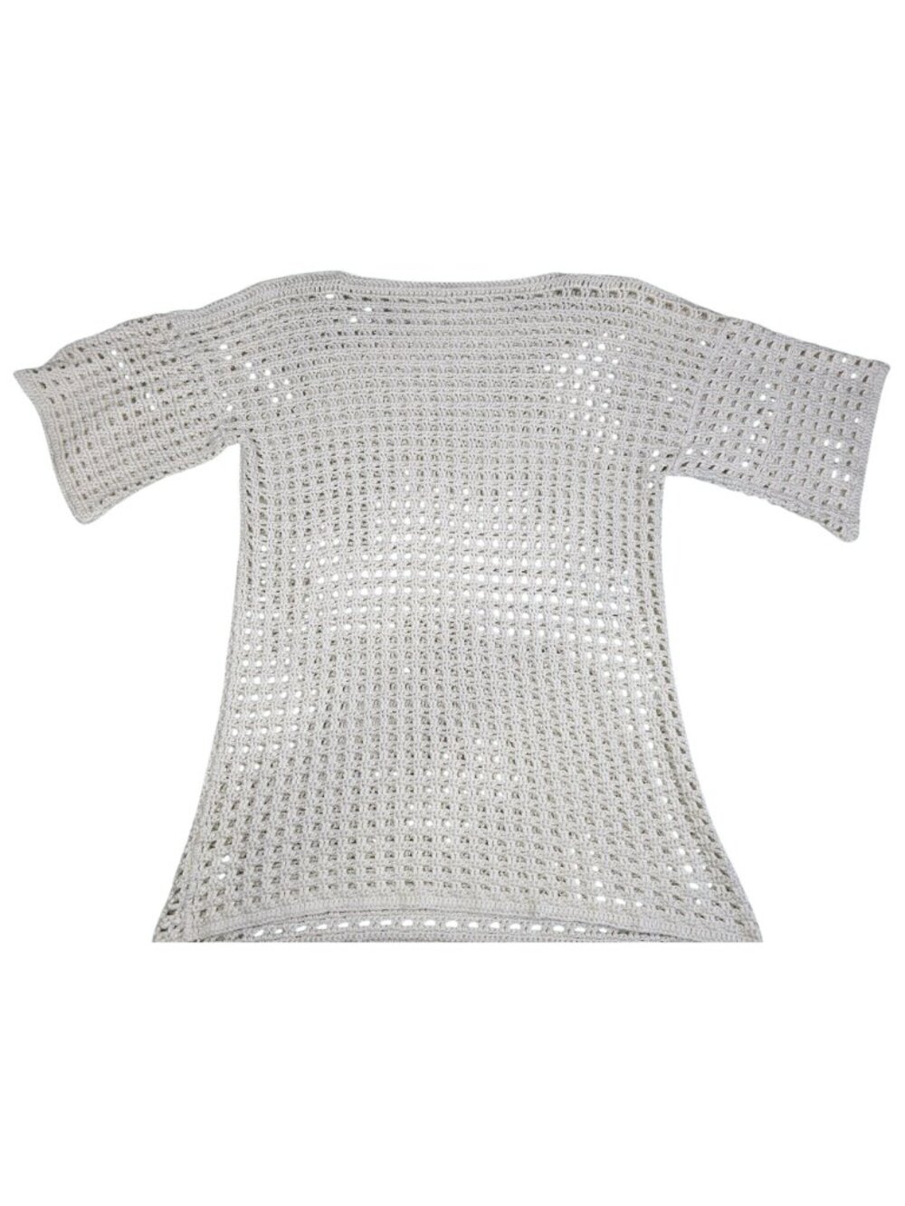 Crochet Knit Boho Tunic Dress Large Swim Cover - Picture 2 of 4